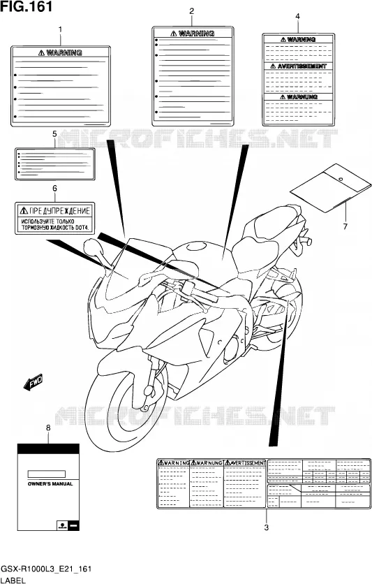 ETIKET (GSX-R1000UFL3 E21) Suzuki MOTO 1000 GSX-R 2013  GSX-R1000 L3 (E21)