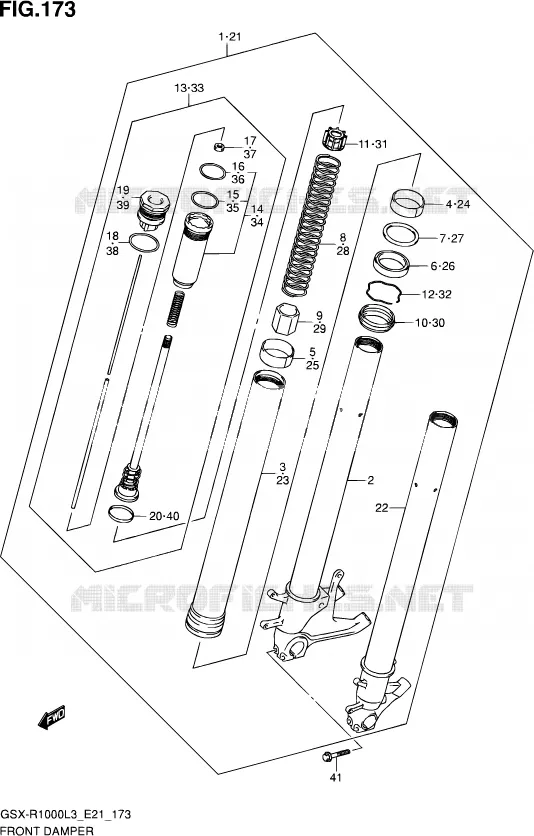 FRONT SCHOKDEMPER (GSX-R1000ZL3 E24) Suzuki MOTO 1000 GSX-R 2013  GSX-R1000 L3/GSX-R1000Z L3 (E24)
