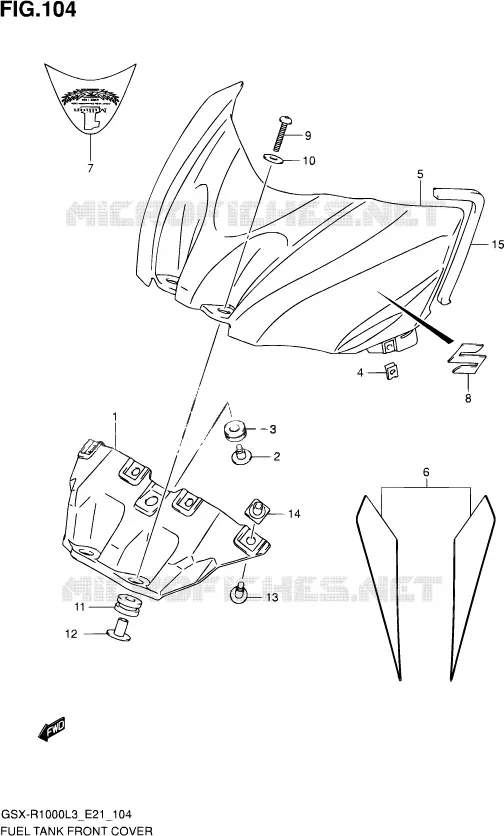 FUEL TANK VOORKLEP (GSX-R1000ZL3 E24) Suzuki MOTO 1000 GSX-R 2013  GSX-R1000 L3/GSX-R1000Z L3 (E24)
