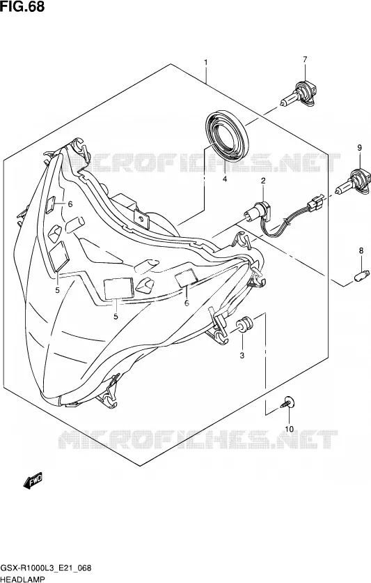 KOPLAMP (GSX-R1000UFL3 E21) Suzuki MOTO 1000 GSX-R 2013  GSX-R1000 L3/GSX-R1000Z L3 (E24)