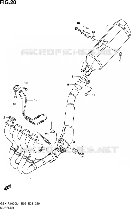GELUIDDEMPER (GSX-R1000L4 E28) Suzuki MOTO 1000 GSX-R 2014  GSX-R1000 L4  (E03,E28,E33)