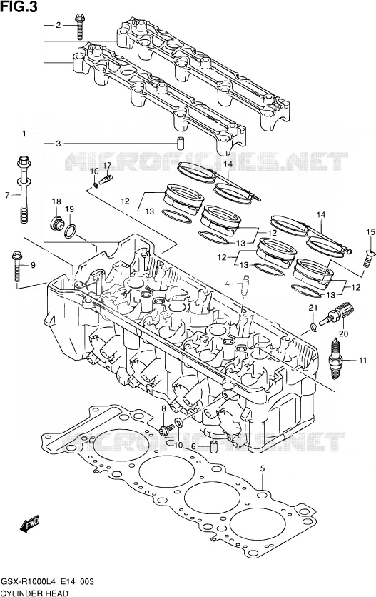 CILINDERKOP Suzuki MOTO 1000 GSX-R 2014  GSX-R1000 L4  (E14)