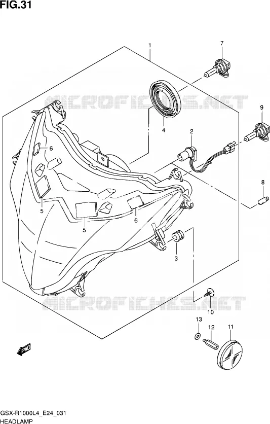 KOPLAMP Suzuki MOTO 1000 GSX-R 2014  GSX-R1000 L4  (E24)