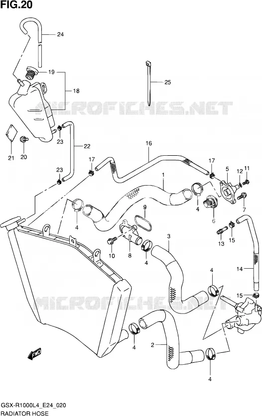 RADIATOR SLANG Suzuki MOTO 1000 GSX-R 2014  GSX-R1000 L4  (E24)