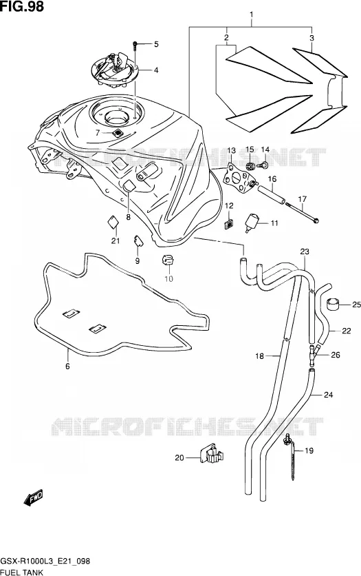 BENZINETANK (GSX-R1000ZL3 E24) Suzuki MOTO 1000 GSX-R 2012  GSX-R1000UF L3 (E21)