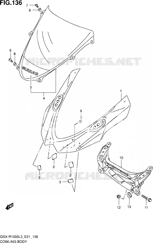 KUIP - ETIKETTEN (GSX-R1000UFL3 E21) Suzuki MOTO 1000 GSX-R 2012  GSX-R1000UF L3 (E21)