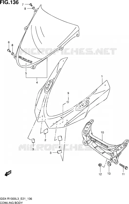 KUIP - ETIKETTEN (GSX-R1000UFL3 E21) Suzuki MOTO 1000 GSX-R 2013  GSX-R1000UF L3 (E21)