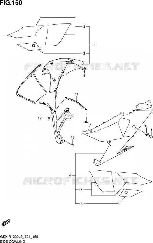SIDE KUIP (GSX-R1000ZL3 E21) Suzuki MOTO 1000 GSX-R 2012  GSX-R1000UF L3 (E21)