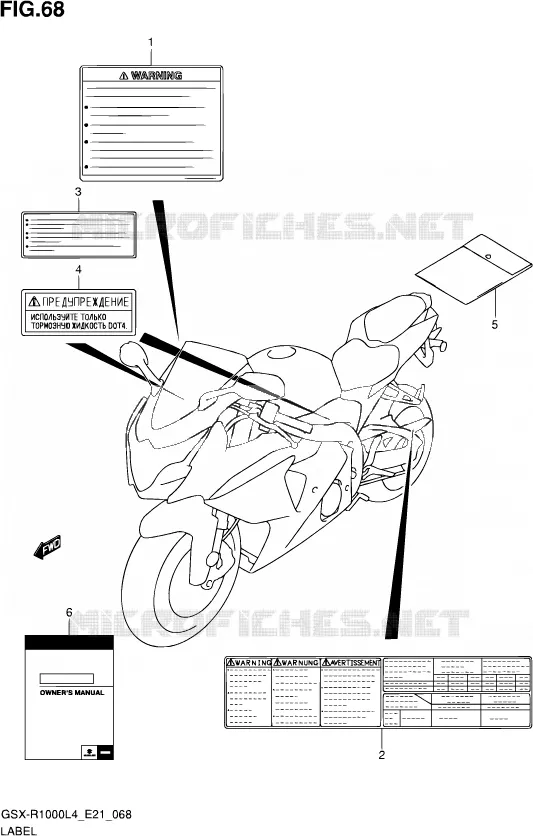 ETIKET (GSX-R1000UFL4 E21) Suzuki MOTO 1000 GSX-R 2015  GSX-R1000UF L4 (E21)