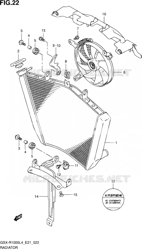 RADIATOR (GSX-R1000L4 E21) Suzuki MOTO 1000 GSX-R 2015  GSX-R1000UF L4 (E21)