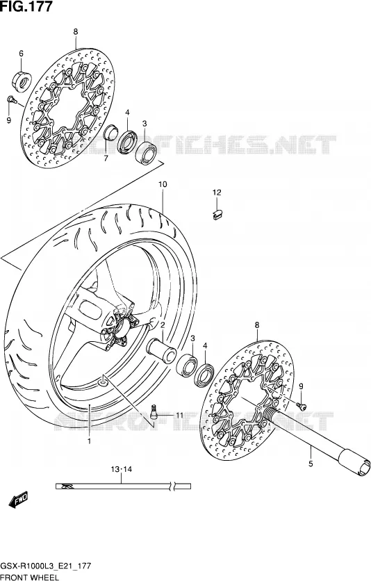 VOORWIEL (GSX-R1000L3 E24) Suzuki MOTO 1000 GSX-R 2013  GSX-R1000Z L3 (E21)