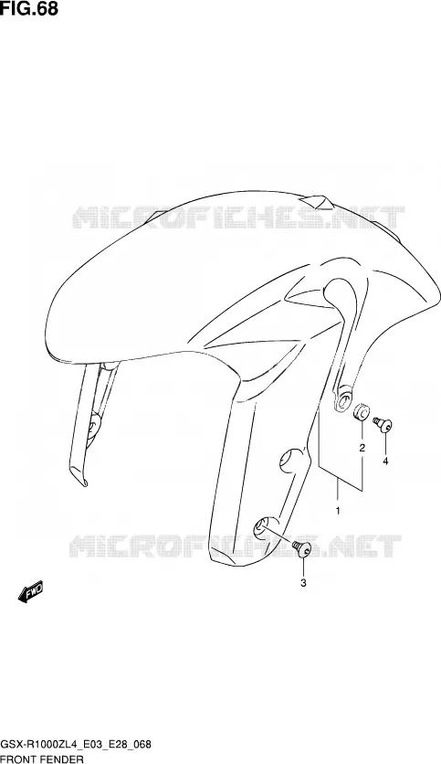 FRONT FENDER (GSX-R1000ZL4 E03) Suzuki MOTO 1000 GSX-R 2014  GSX-R1000Z L4 (E03,E28)