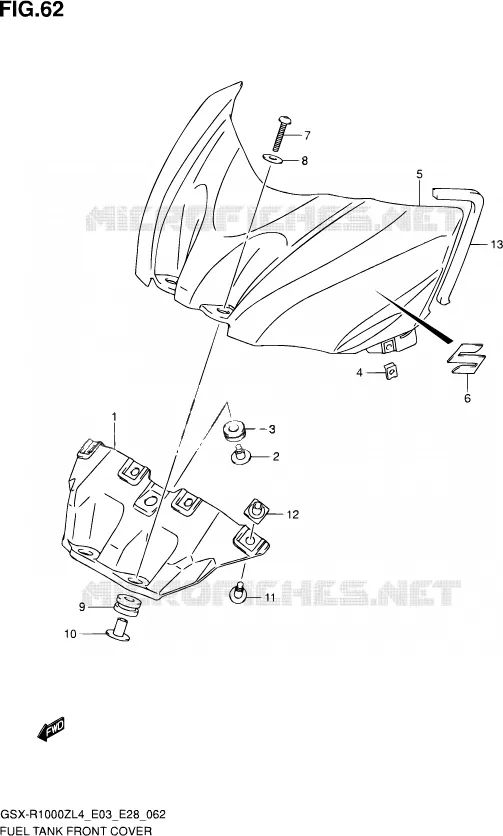 FUEL TANK VOORKLEP (GSX-R1000ZL4 E28) Suzuki MOTO 1000 GSX-R 2014  GSX-R1000Z L4 (E03,E28)