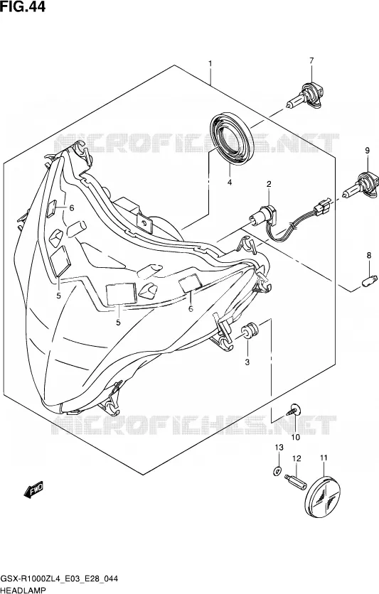 KOPLAMP (GSX-R1000ZL4 E28) Suzuki MOTO 1000 GSX-R 2014  GSX-R1000Z L4 (E03,E28)