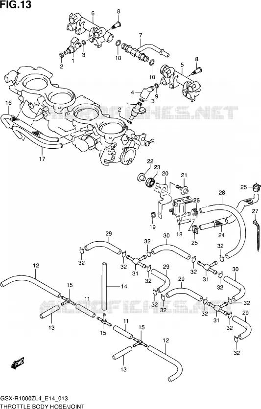 GASKLEPHUIS Suzuki MOTO 1000 GSX-R 2014  GSX-R1000Z L4 (E14)
