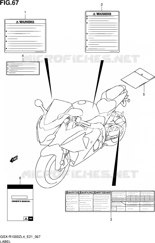ETIKET (GSX-R1000ZUFL4 E21) Suzuki MOTO 1000 GSX-R 2014  GSX-R1000Z L4 (E21)