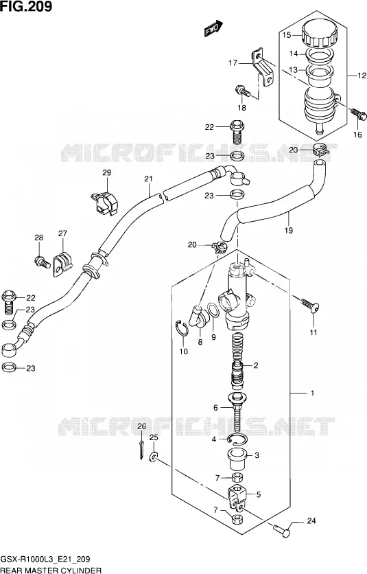 ACHTER HOOFDREMCILINDER Suzuki MOTO 1000 GSX-R 2013  GSX-R1000ZUF L3 (E21)