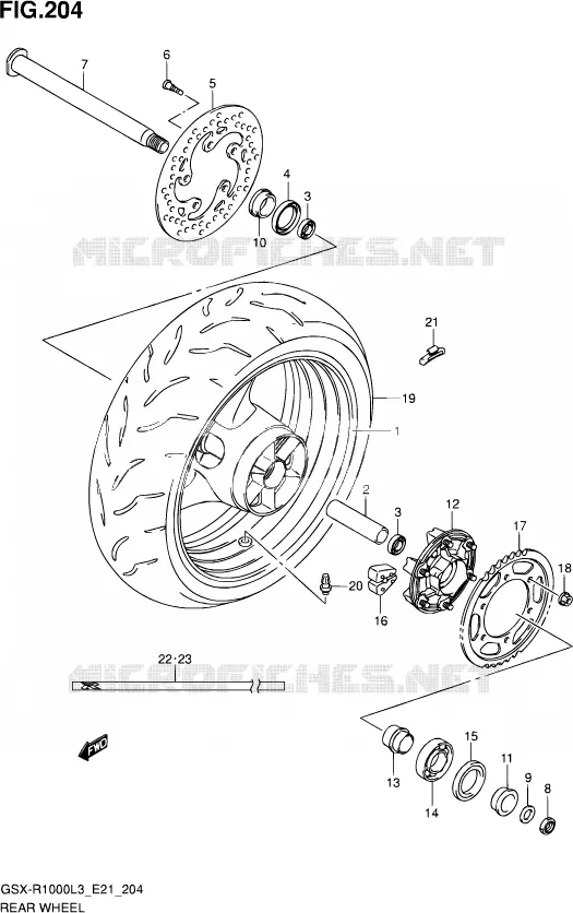 ACHTERWIEL (GSX-R1000UFL3 E21) Suzuki MOTO 1000 GSX-R 2013  GSX-R1000ZUF L3 (E21)