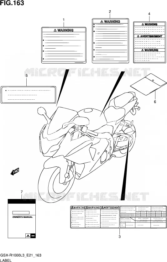 ETIKET (GSX-R1000ZL3 E24) Suzuki MOTO 1000 GSX-R 2013  GSX-R1000ZUF L3 (E21)