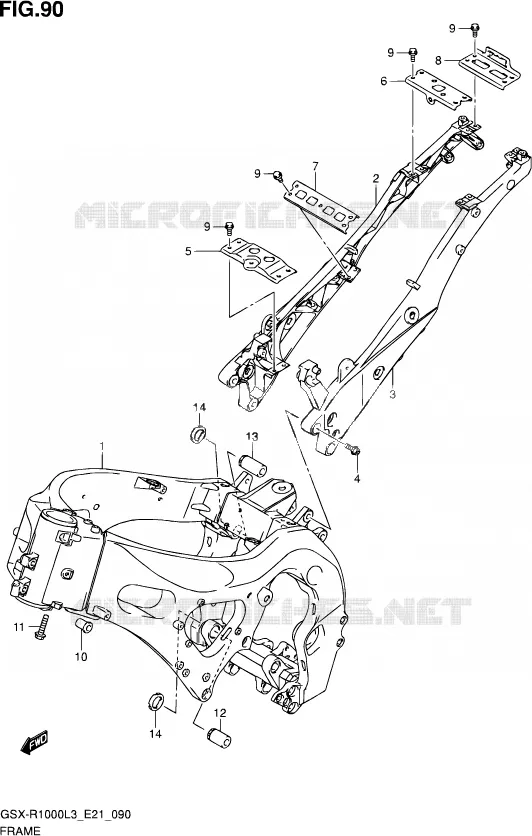 FRAME (GSX-R1000ZL3 E24) Suzuki MOTO 1000 GSX-R 2013  GSX-R1000ZUF L3 (E21)