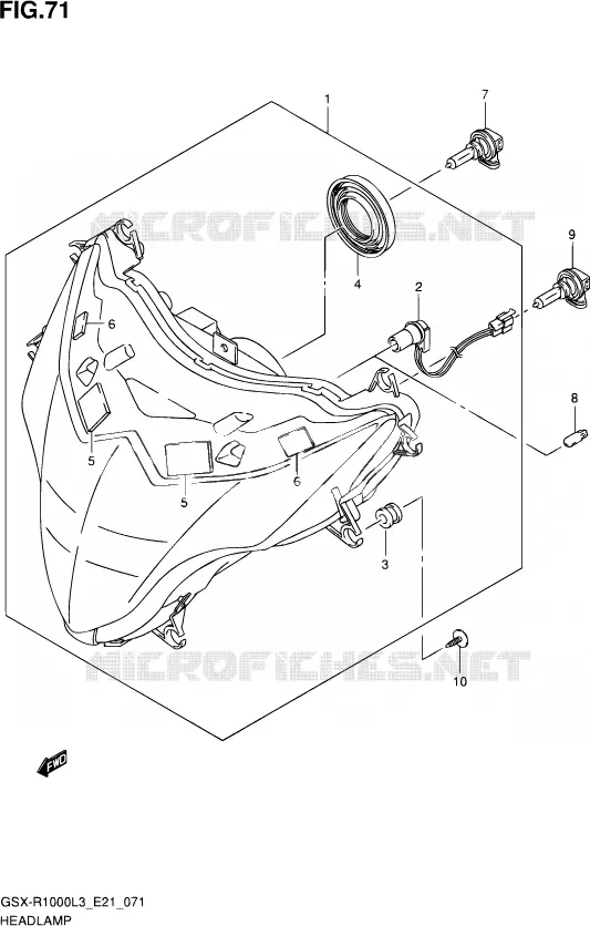 KOPLAMP (GSX-R1000ZUFL3 E21) Suzuki MOTO 1000 GSX-R 2013  GSX-R1000ZUF L3 (E21)