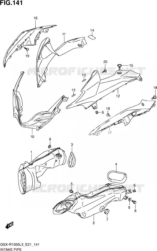 LUCHTKANAAL (GSX-R1000L3 E24) Suzuki MOTO 1000 GSX-R 2013  GSX-R1000ZUF L3 (E21)