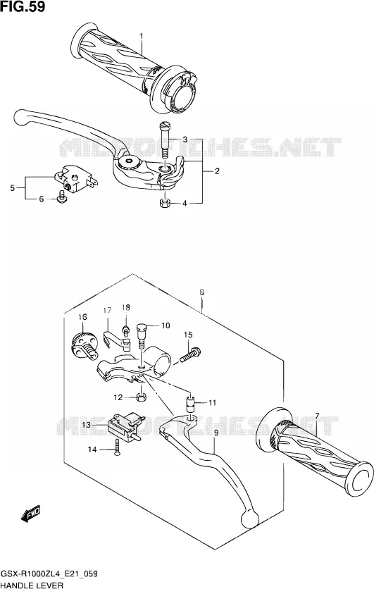 HANDGRIPS - LEVERS Suzuki MOTO 1000 GSX-R 2014  GSX-R1000ZUF L4 (E21)