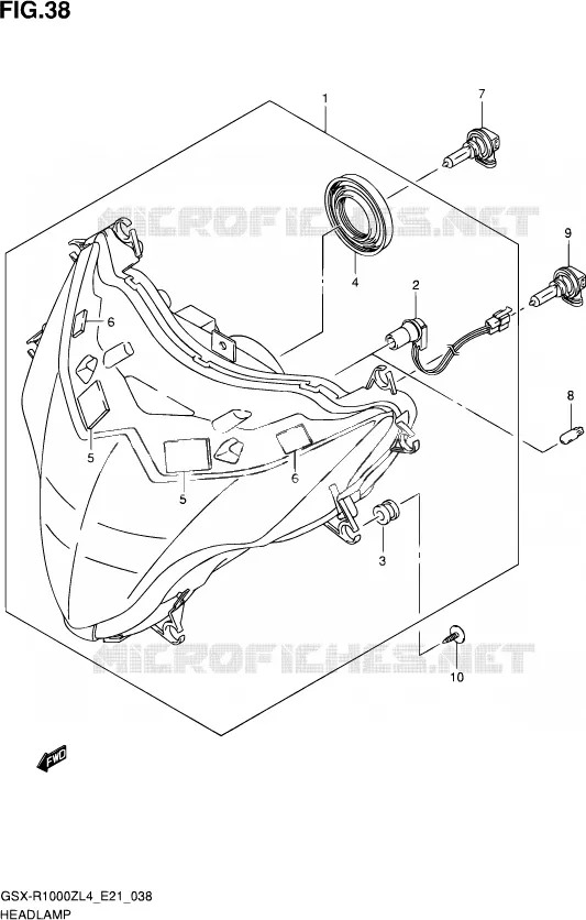 KOPLAMP (GSX-R1000ZUFL4 E21) Suzuki MOTO 1000 GSX-R 2014  GSX-R1000ZUF L4 (E21)