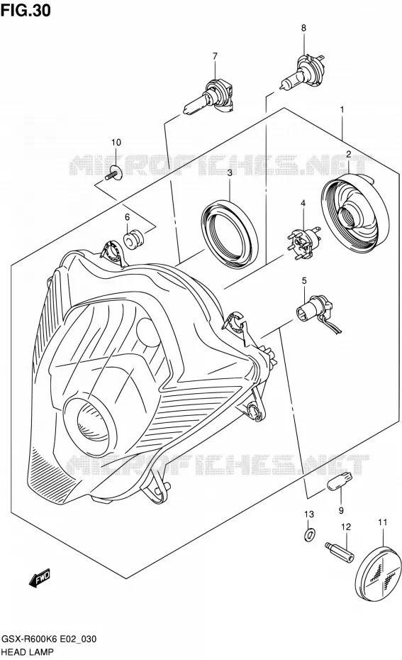 KOPLAMP Suzuki MOTO 600 GSX-R 2006  GSX-R600K6(E24)