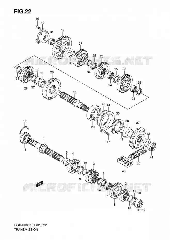 TRANSMISSION Suzuki MOTO 600 GSX-R 2007  GSX-R600K7(E19)