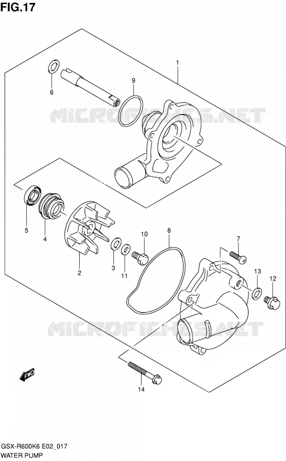 WATERPOMP Suzuki MOTO 600 GSX-R 2007  GSX-R600K7(E19)