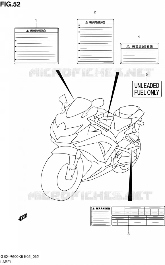 ETIKET Suzuki MOTO 600 GSX-R 2008  GSX-R600 K8 (E02,E19,E24)