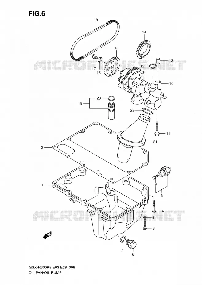 SUMP - OLIEPOMP  Suzuki MOTO 600 GSX-R 2008  GSX-R600 K8 (E03,E28,E33)