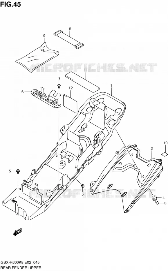 BOVENACHTERSPATBORD Suzuki MOTO 600 GSX-R 2009  GSX-R600 K9 (E02,E19,E24)