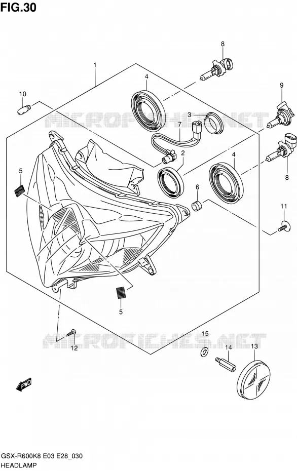 KOPLAMP Suzuki MOTO 600 GSX-R 2009  GSX-R600 K9 (E03,E28,E33)