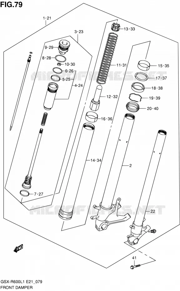 FRONT SCHOKDEMPER Suzuki MOTO 600 GSX-R 2011  GSX-R600L1(E24)