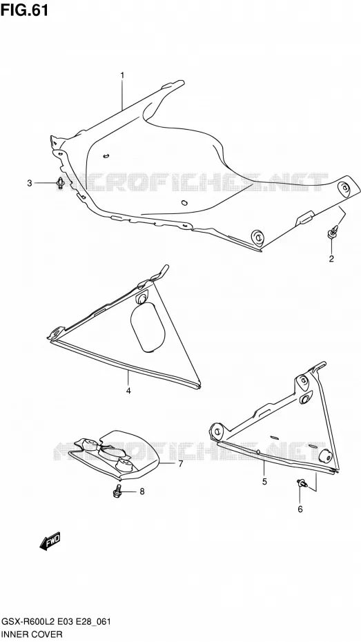 BINNEN COVER Suzuki MOTO 600 GSX-R 2012  GSX-R600L2(E03,E28,E33)