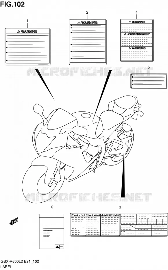 ETIKET (GSX-R600UEL2 E21) Suzuki MOTO 600 GSX-R 2012  GSX-R600L2(E21)