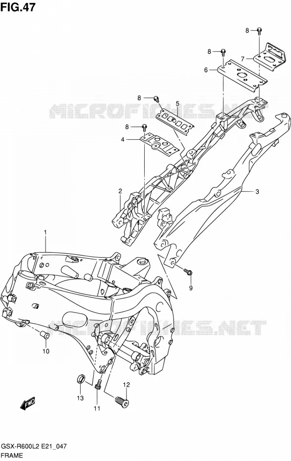 FRAME (GSX-R600L2 E21) Suzuki MOTO 600 GSX-R 2012  GSX-R600L2(E21)