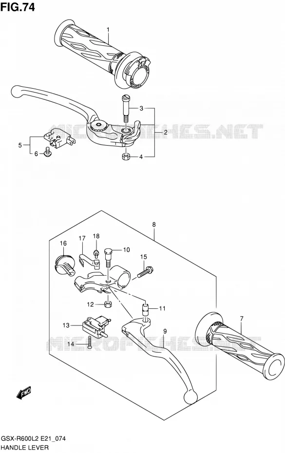 HANDGRIPS - LEVERS Suzuki MOTO 600 GSX-R 2012  GSX-R600L2(E21)