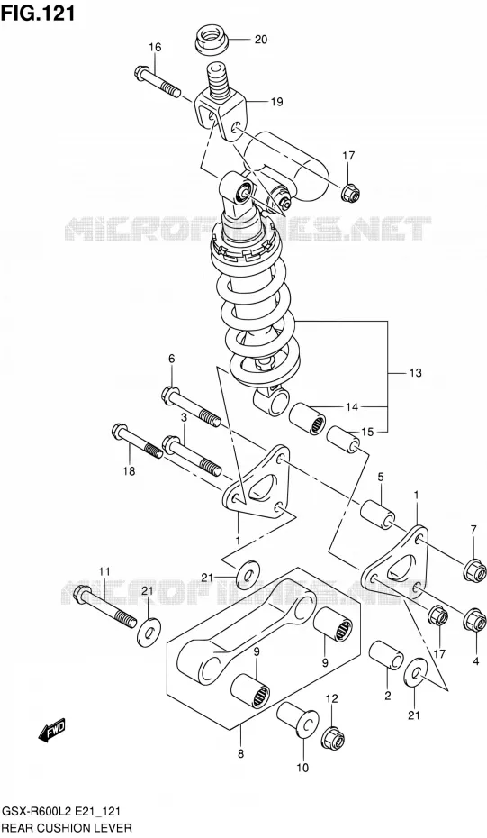 SCHOKBREKER AANEENSCHAKELING (GSX-R600UFL2 E21) Suzuki MOTO 600 GSX-R 2012  GSX-R600L2(E21)