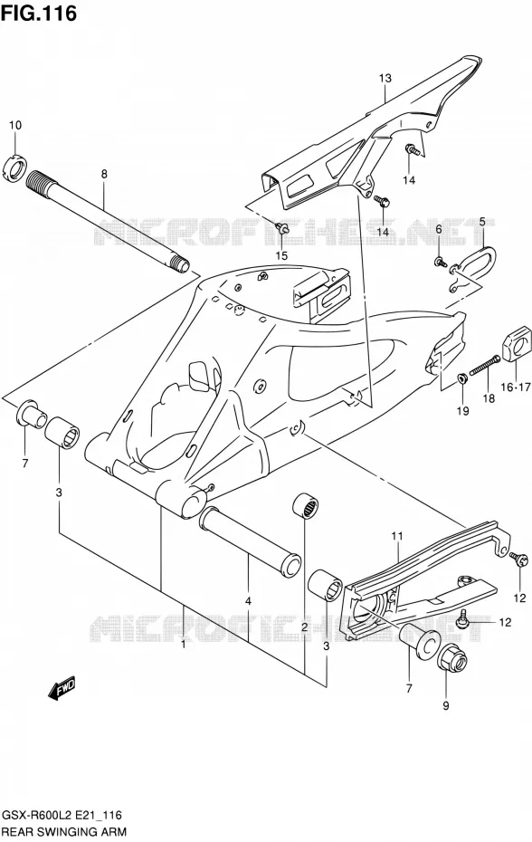SWINGARM (GSX-R600UEL2 E21) Suzuki MOTO 600 GSX-R 2012  GSX-R600L2(E21)