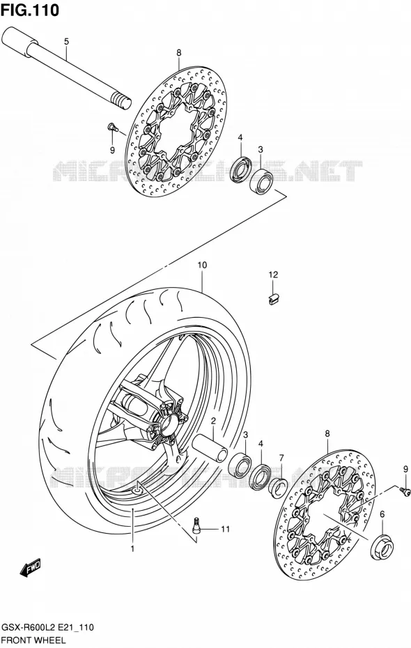 VOORWIEL (GSX-R600UFL2 E21) Suzuki MOTO 600 GSX-R 2012  GSX-R600L2(E21)