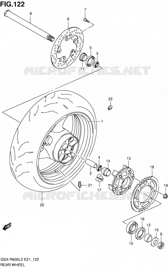 ACHTERWIEL (GSX-R600L2 E21) Suzuki MOTO 600 GSX-R 2012  GSX-R600L2(E24)