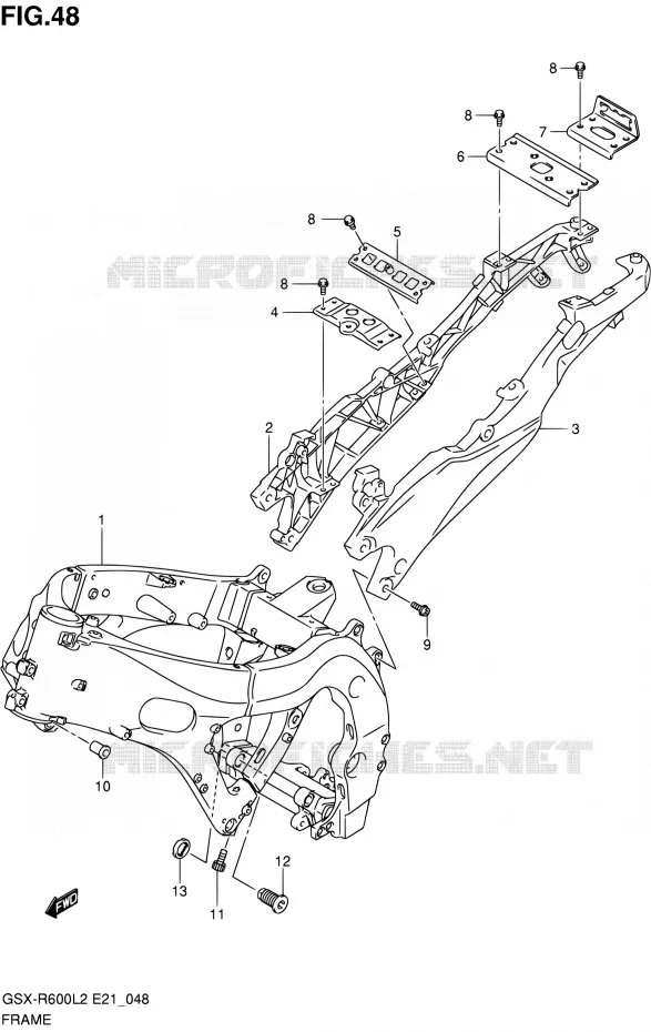 FRAME (GSX-R600L2 E24) Suzuki MOTO 600 GSX-R 2012  GSX-R600L2(E24)