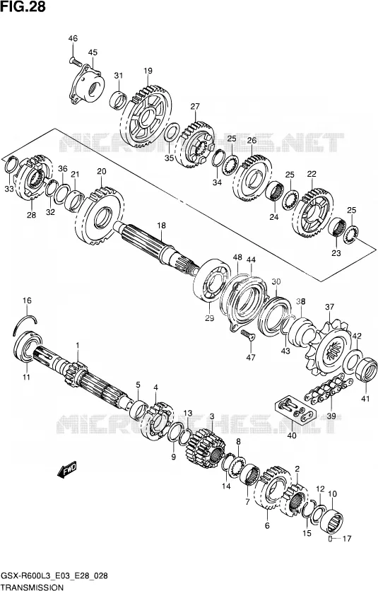 TRANSMISSION Suzuki MOTO 600 GSX-R 2013  GSX-R600 L3 (E03,E28,E33)