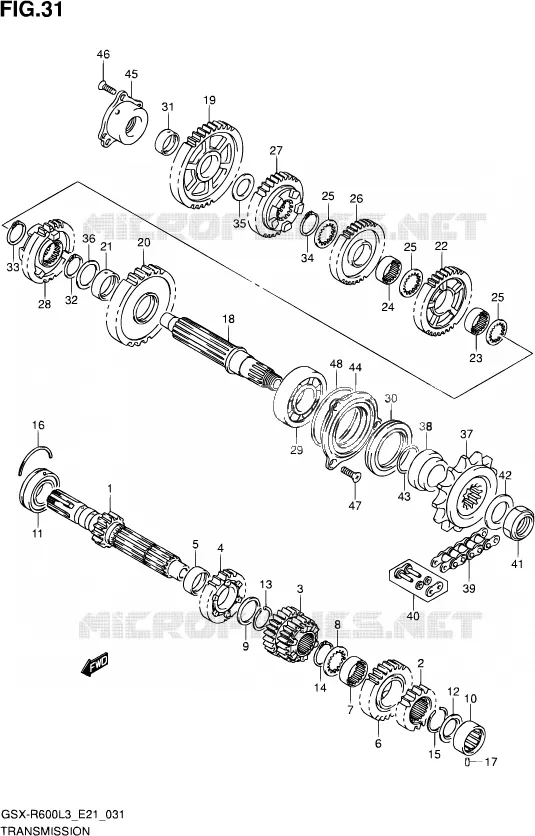 TRANSMISSION Suzuki MOTO 600 GSX-R 2013  GSX-R600 L3 (E21)
