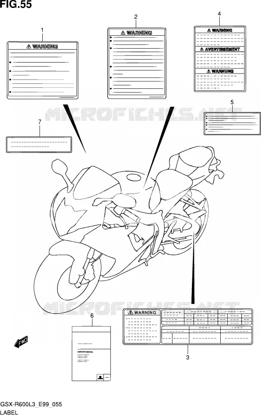 ETIKET Suzuki MOTO 600 GSX-R 2013  GSX-R600 L3 (E99)
