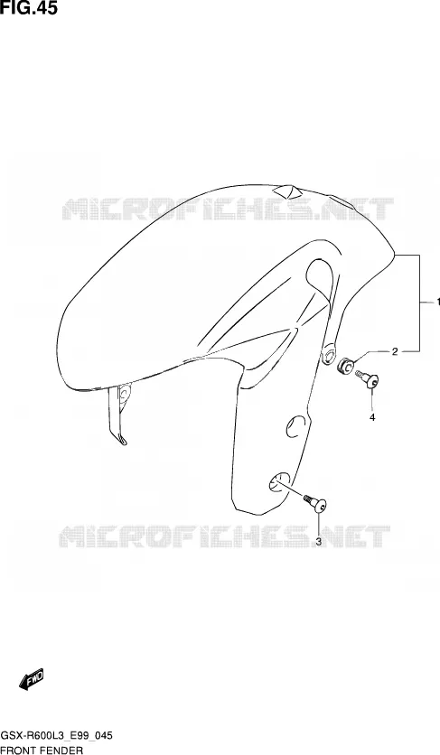 FRONT FENDER (WITHOUT REFLECTOR) Suzuki MOTO 600 GSX-R 2013  GSX-R600 L3 (E99)