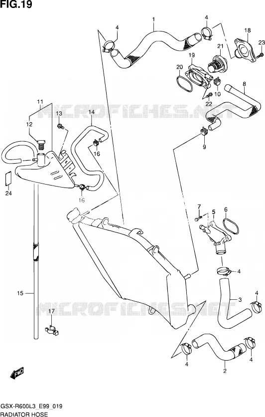RADIATOR SLANG Suzuki MOTO 600 GSX-R 2013  GSX-R600 L3 (E99)